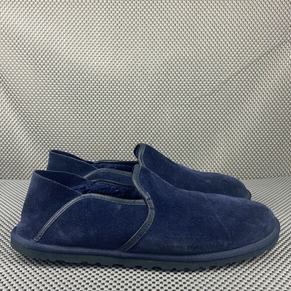 UGG Cooke Slip On Loafer Shoes Mens Size 10 Navy Blue Sheepskin Folding Back main image 9